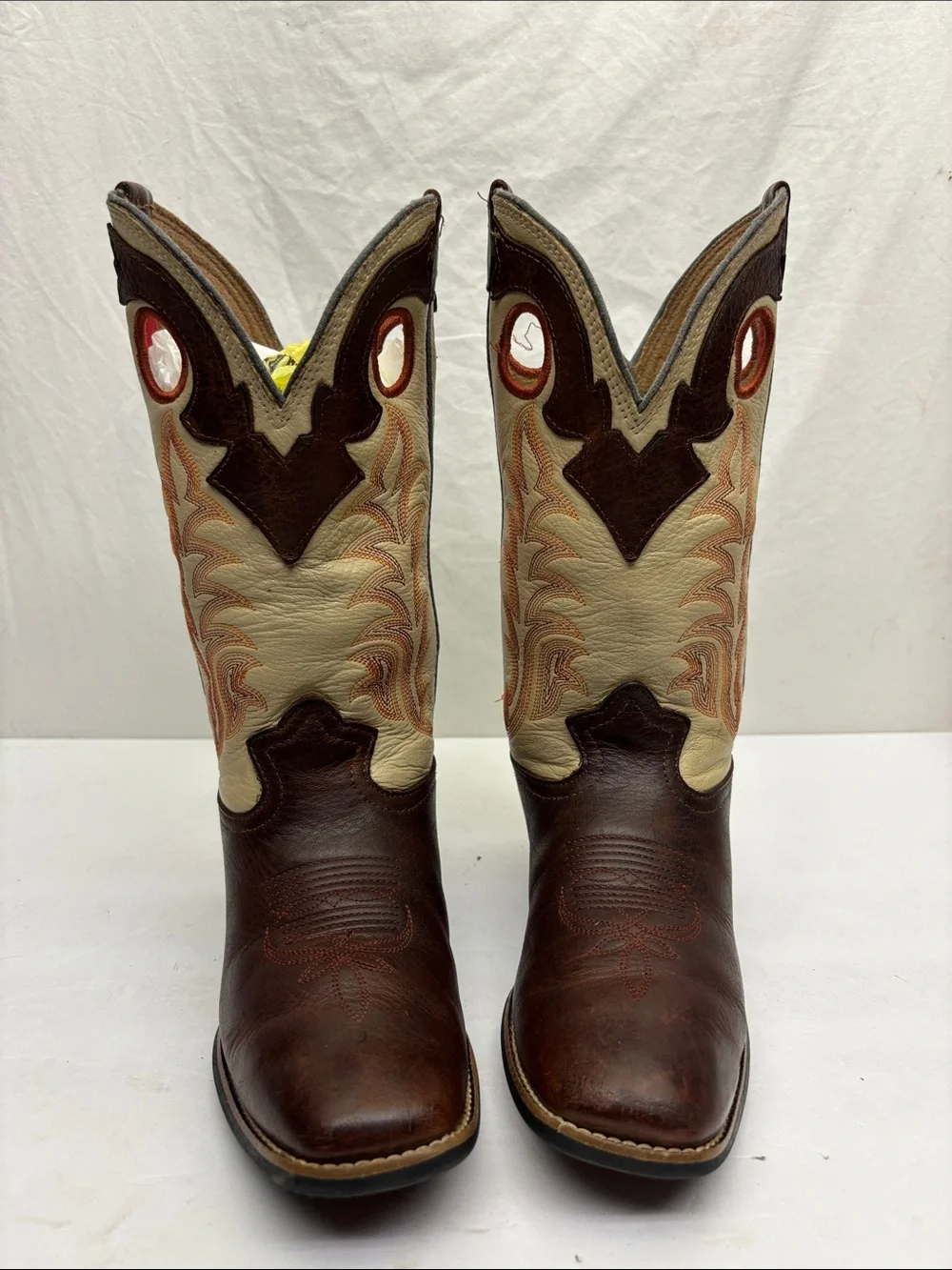 Tony Lama Brown and Cream Western Cowboy Boots, SZ 13.5 for little boy